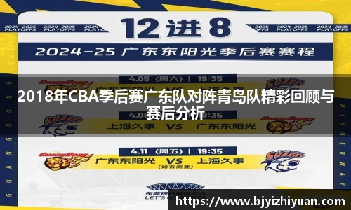 2018年CBA季后赛广东队对阵青岛队精彩回顾与赛后分析